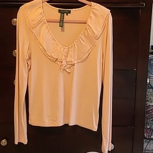 Beautiful pale pink Ralph Lauren blouse.  Very soft stretch material.  Size M.